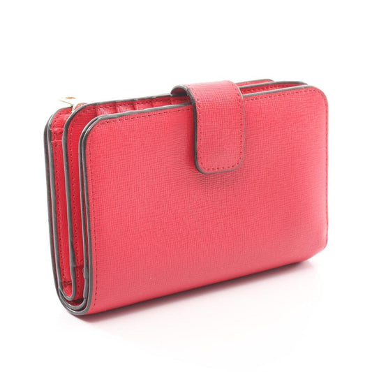 Babylon M Zip Around Bi-Fold Wallet Leather Red