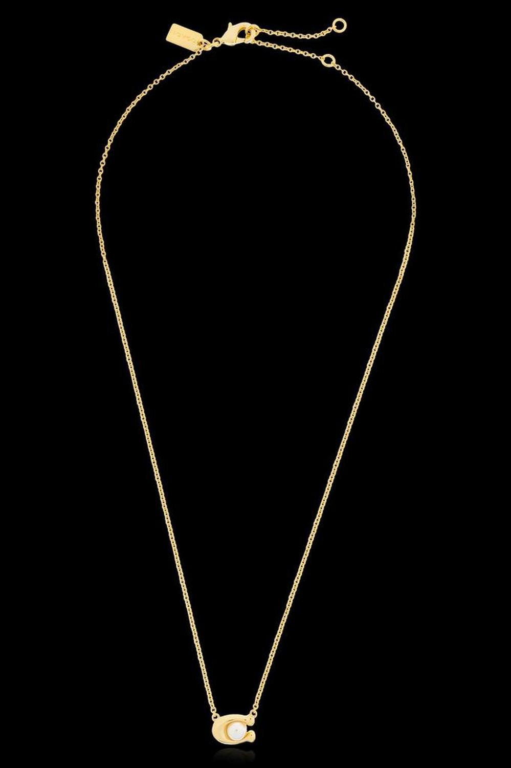 Coach Logo Plaque Pendant Necklace