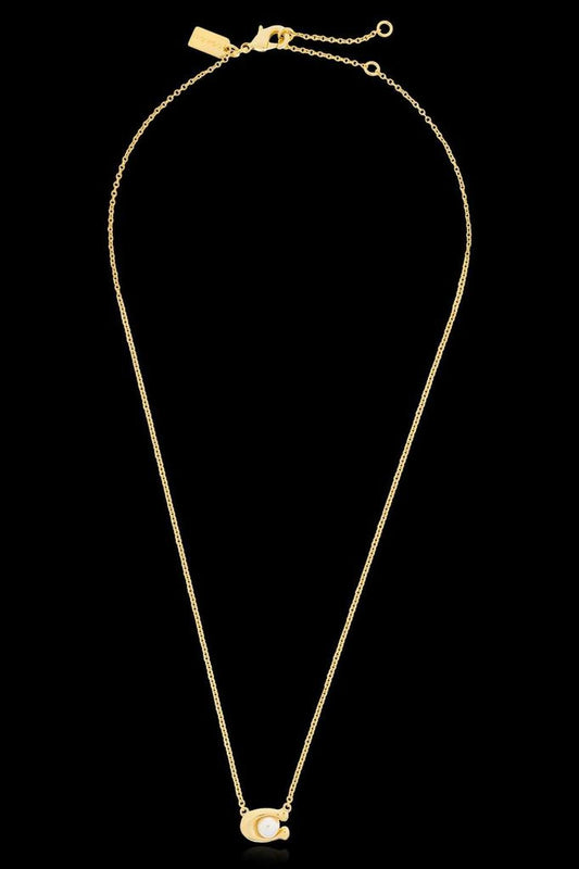 Coach Logo Plaque Pendant Necklace