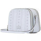 Serena Pointelle Double-Zip Dome Leather Crossbody