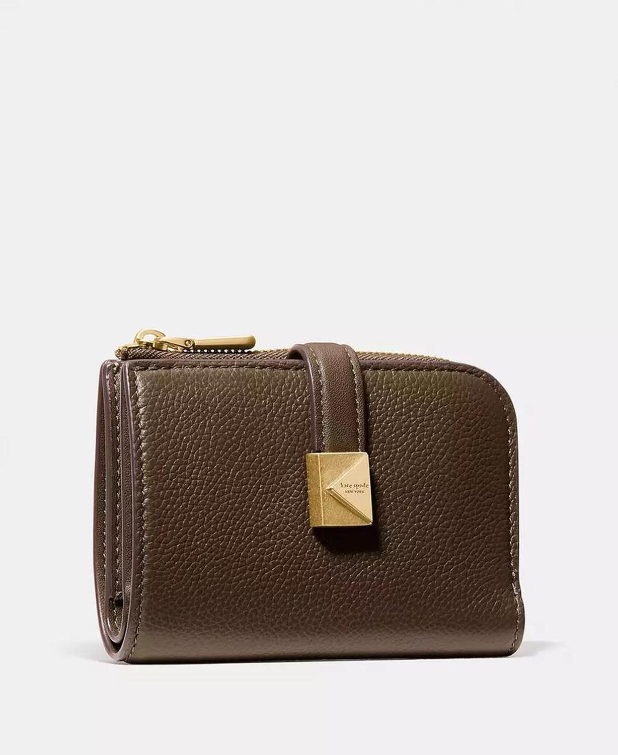 Deco Pebbled Leather Compact Wallet