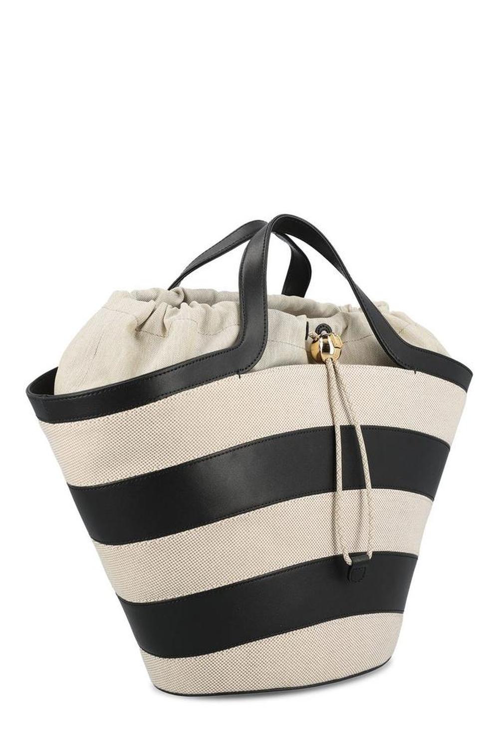 Furla Striped Drawstring Tote Bag