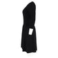 V-Neck 3/4 Sleeve Midi Dress in Black Wool