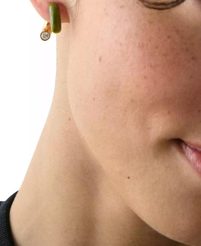 Gold-Tone Interlock Tortoise Huggie Earrings