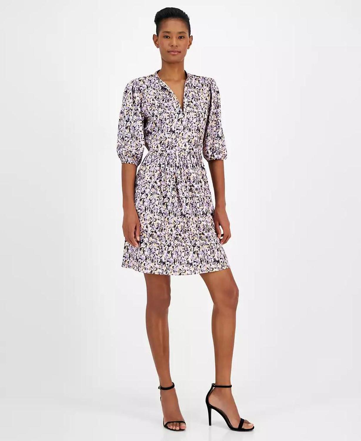 Women's Dorena Printed Tie-Neck A-Line Dress