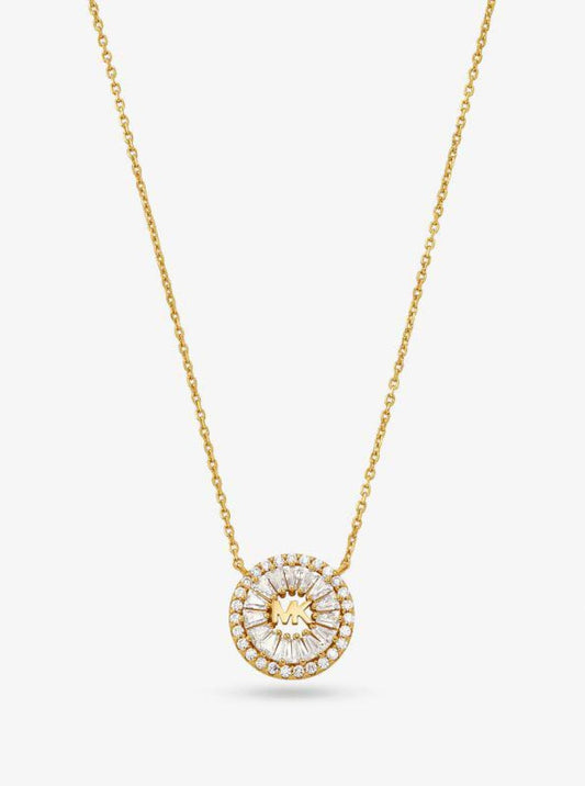 Precious Metal-Plated Sterling Silver Pavé Halo Necklace