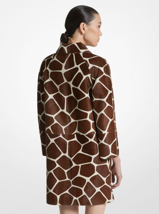 Giraffe Print Calf Hair Balmacaan