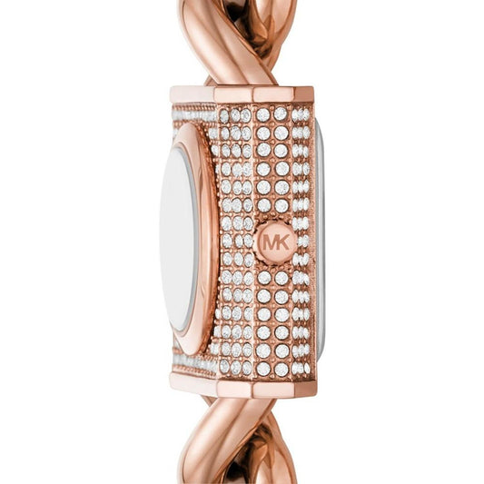 Women's MK Chain Lock Three-Hand Rose Gold-Tone Stainless Steel Watch 25mm