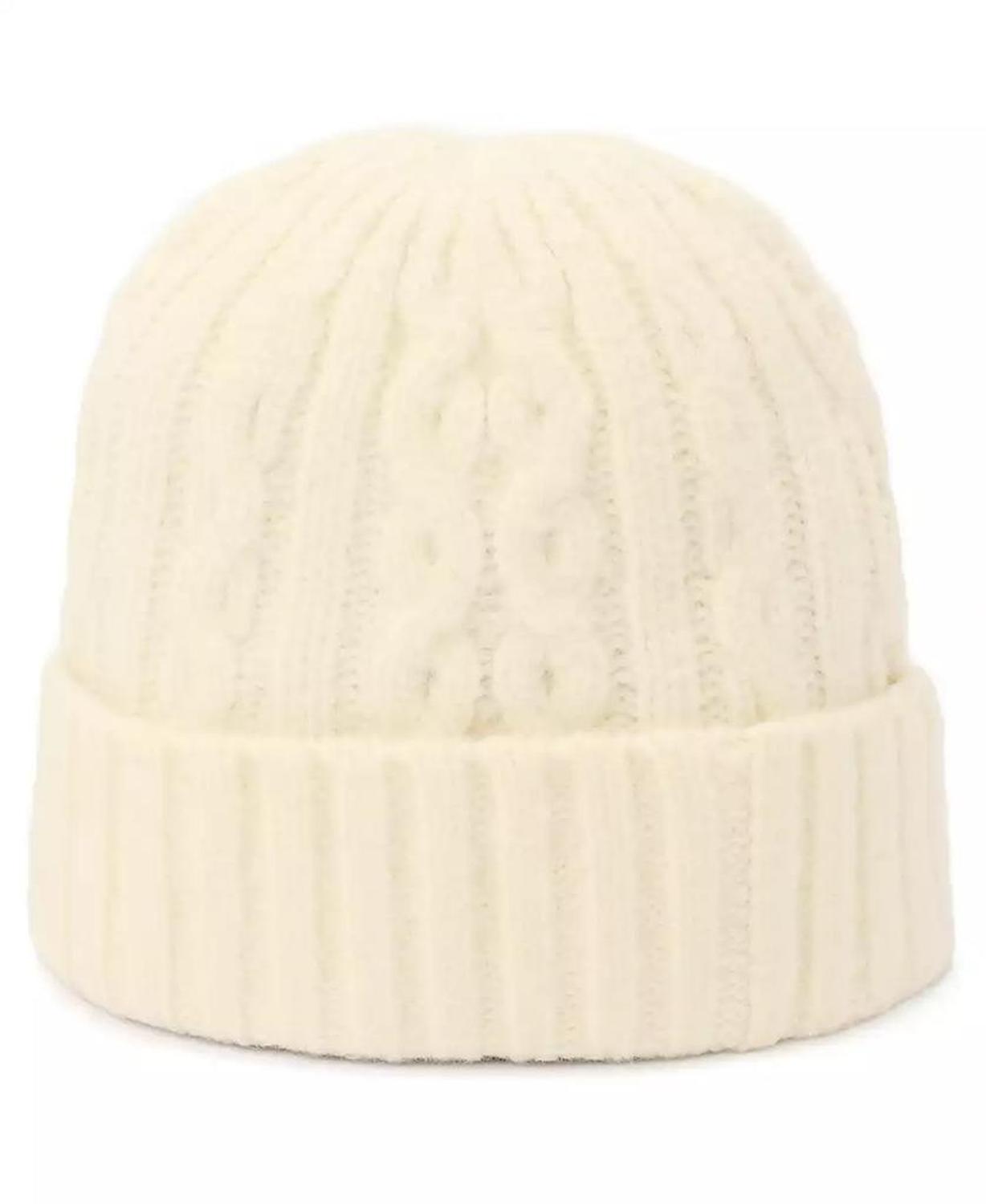 Women's Embroidered Cable-Knit Beanie Hat