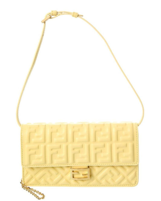 FENDI Baguette FF Leather Wallet On Chain