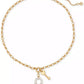 Two-Tone Heart Lock & Key Statement Pendant Necklace, 16" + 3" extender