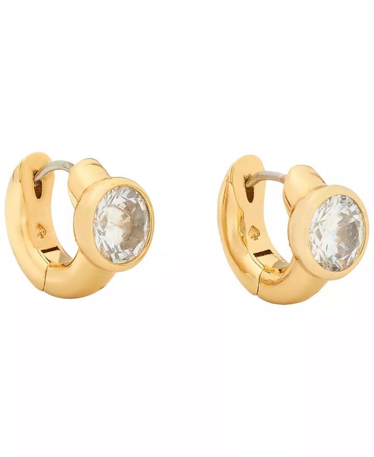 Cubic Zirconia Sparkling Round Huggie Earrings