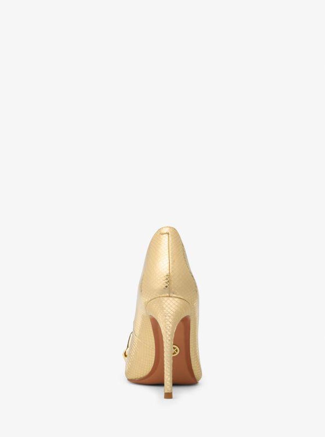 Scarlett Embellished Metallic Snake Embossed Leather Pump