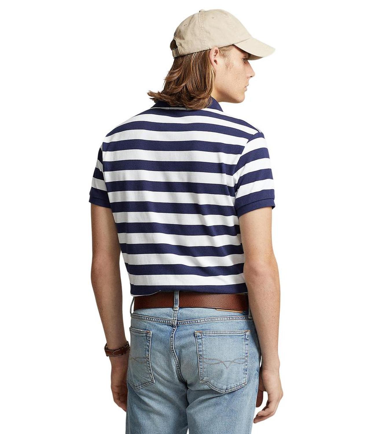Classic Fit Striped Mesh Polo Shirt