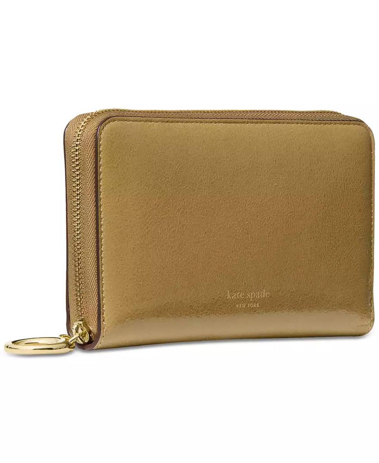 Halo Glazed Leather Zip Around Wallet