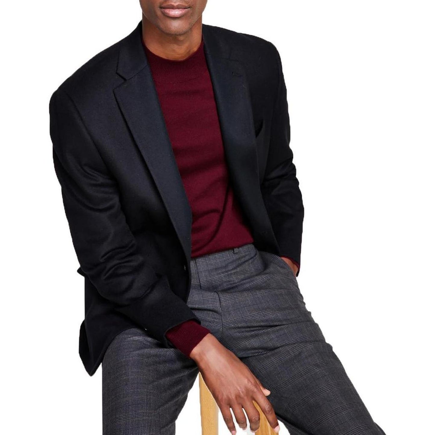 Mens Lined Wool Two-Button Blazer