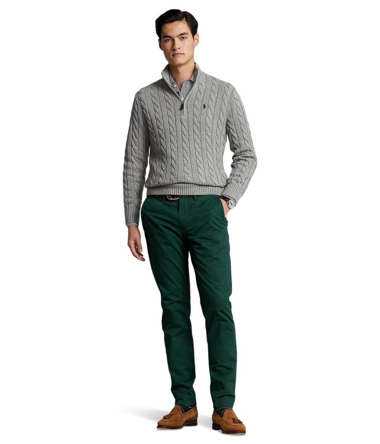 Long Sleeve Cotton Cable 1/2 Zip
