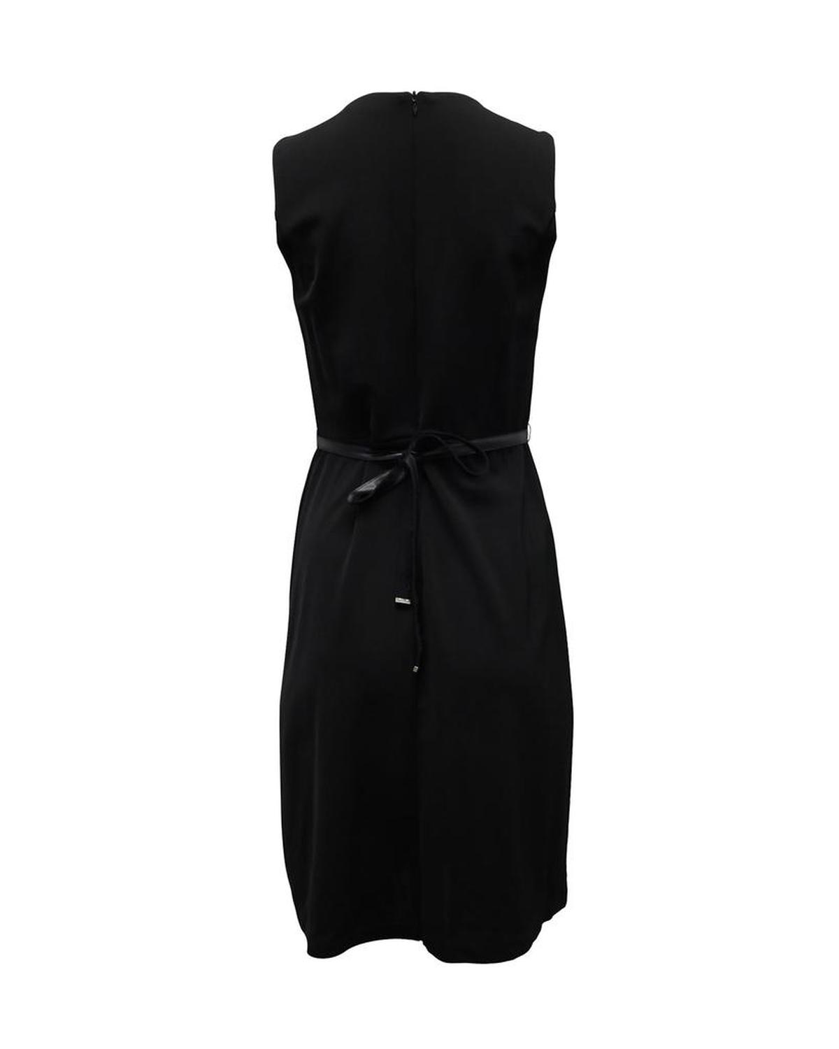 Max Mara Studio Pleated Sleeveless Mini Dress in Black Viscose