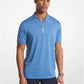 Striped Tech Performance Zip-Up Polo Shirt