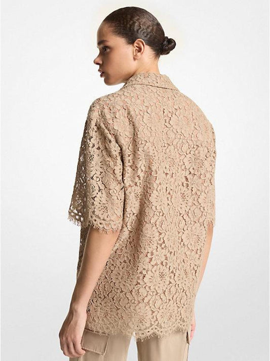 Corded Floral Lace Camp Shirt