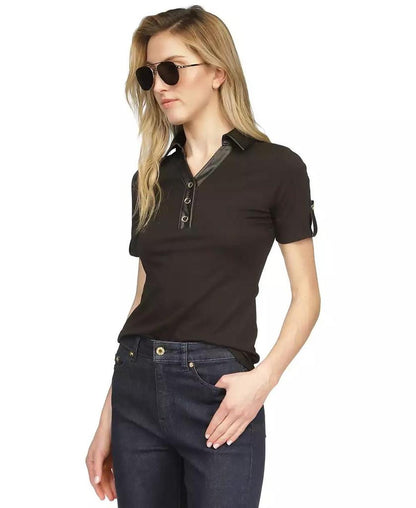 MICHAEL Women's Faux-Leather Trimmed Polo