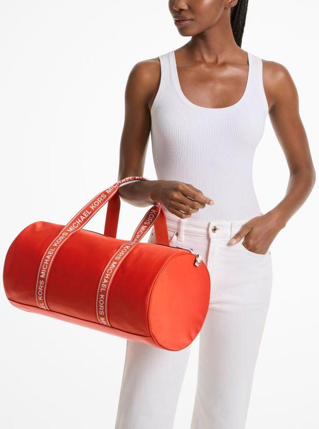 Jet Set Large Logo Tape Nylon Weekender Bag