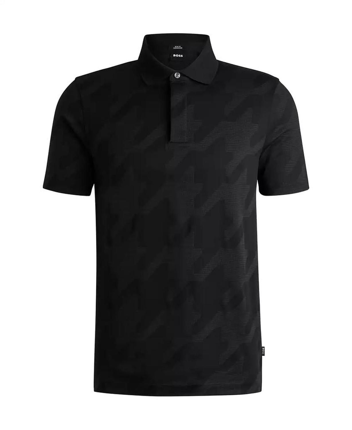 Men's Houndstooth Jacquard Slim-Fit Polo Shirt