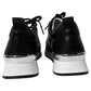 Allie Stride Trainer in Black Leather and Nylon