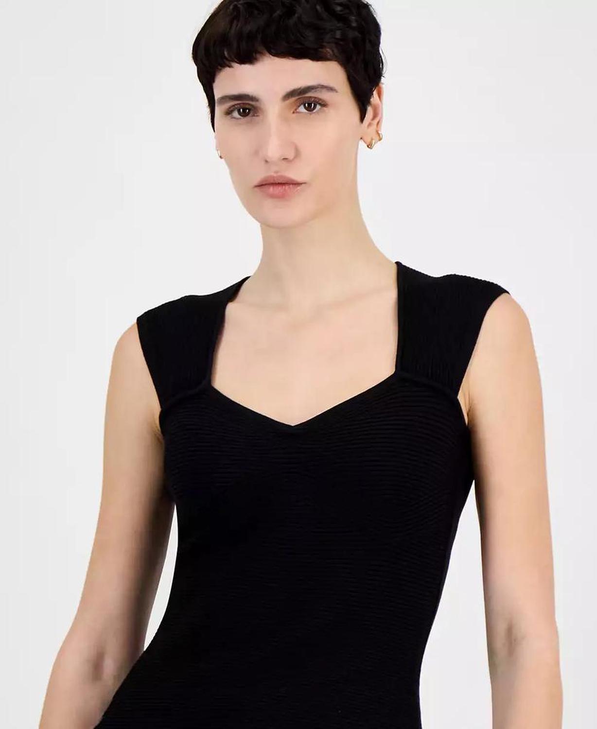 Women's Sweetheart-Neck Ribbed-Knit Top