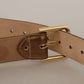 Dolce & Gabbana Bronze Leather Belt with Gold-Toned Buckle