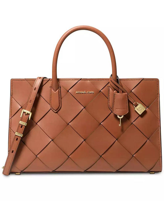 Scarlett Medium Woven Leather East West Satchel