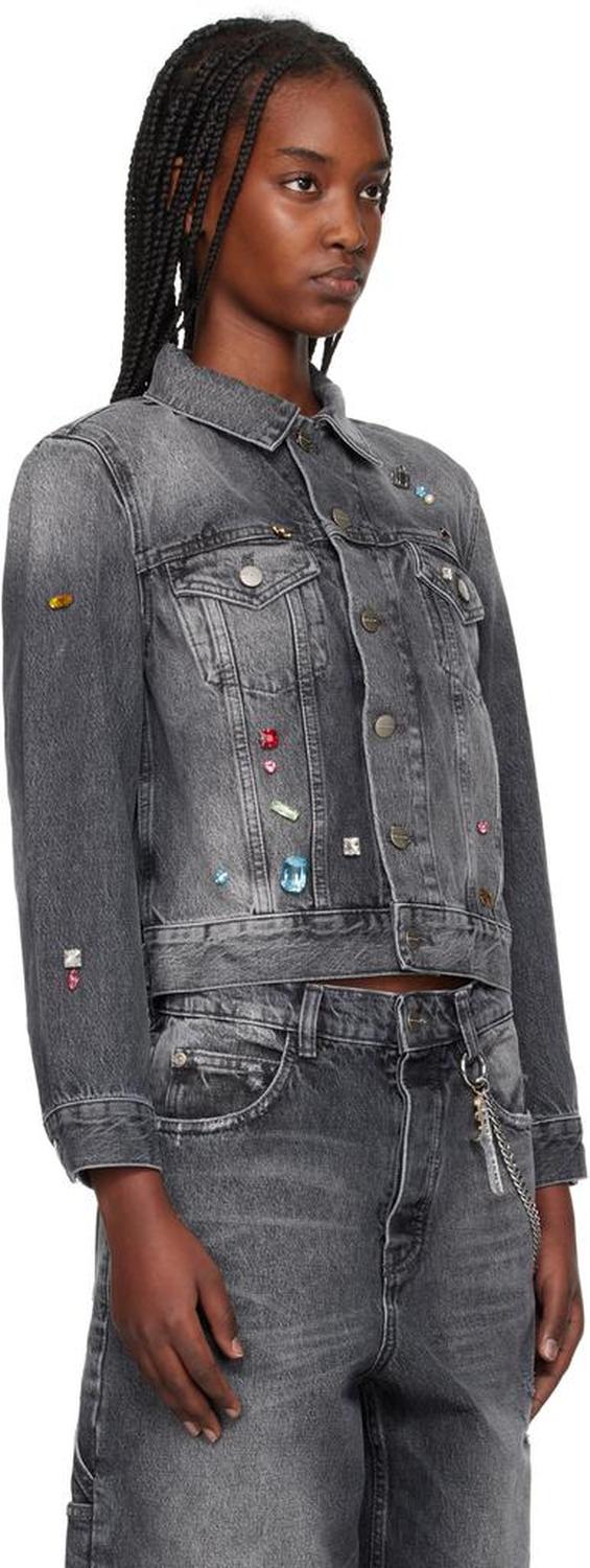 Fray Charm Shrunken Trucker Denim Jacket