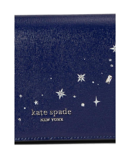 Devin Embellished Shiny Saffiano Flap Chain Wallet