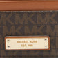 Michael Kors Beige/brown Signature Coated Canvas And Leather Card Case