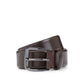 Italian-leather belt with branded buckle