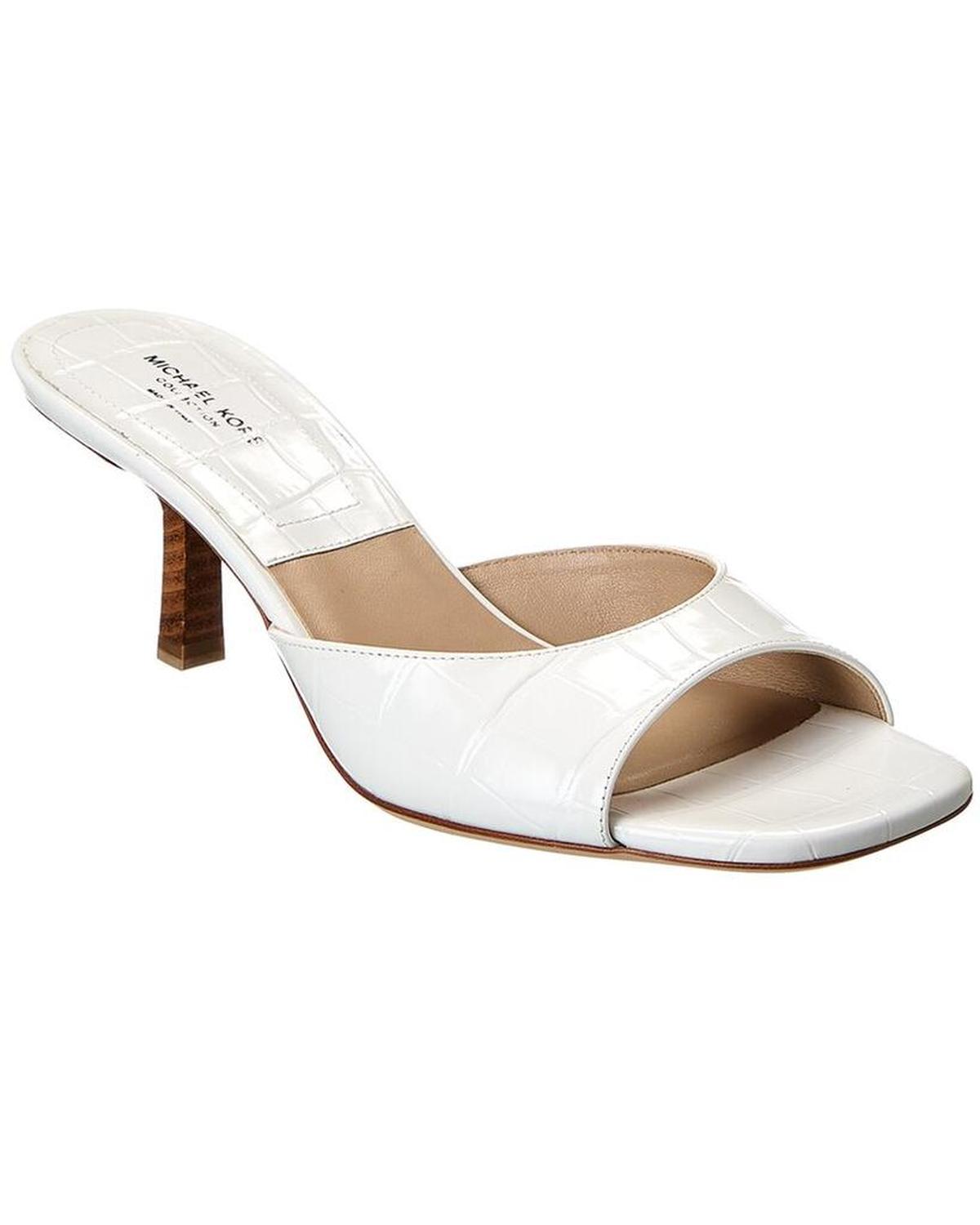 Anita Runway Croc-Embossed Leather Sandal