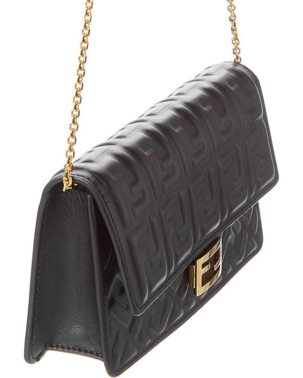 FENDI Baguette FF Leather Wallet On Chain