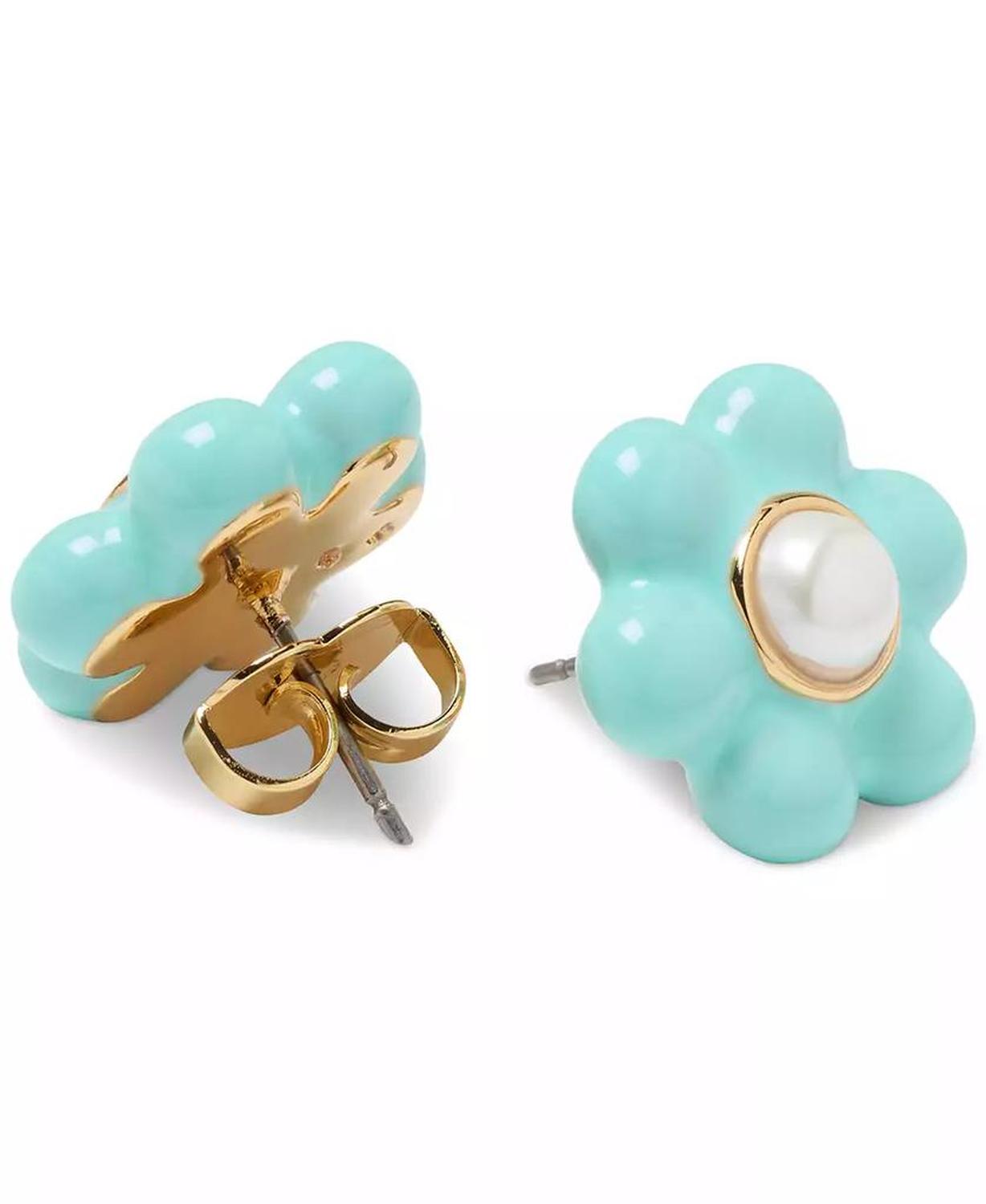 Gold-Tone Petal Puff Floral Stud Earrings