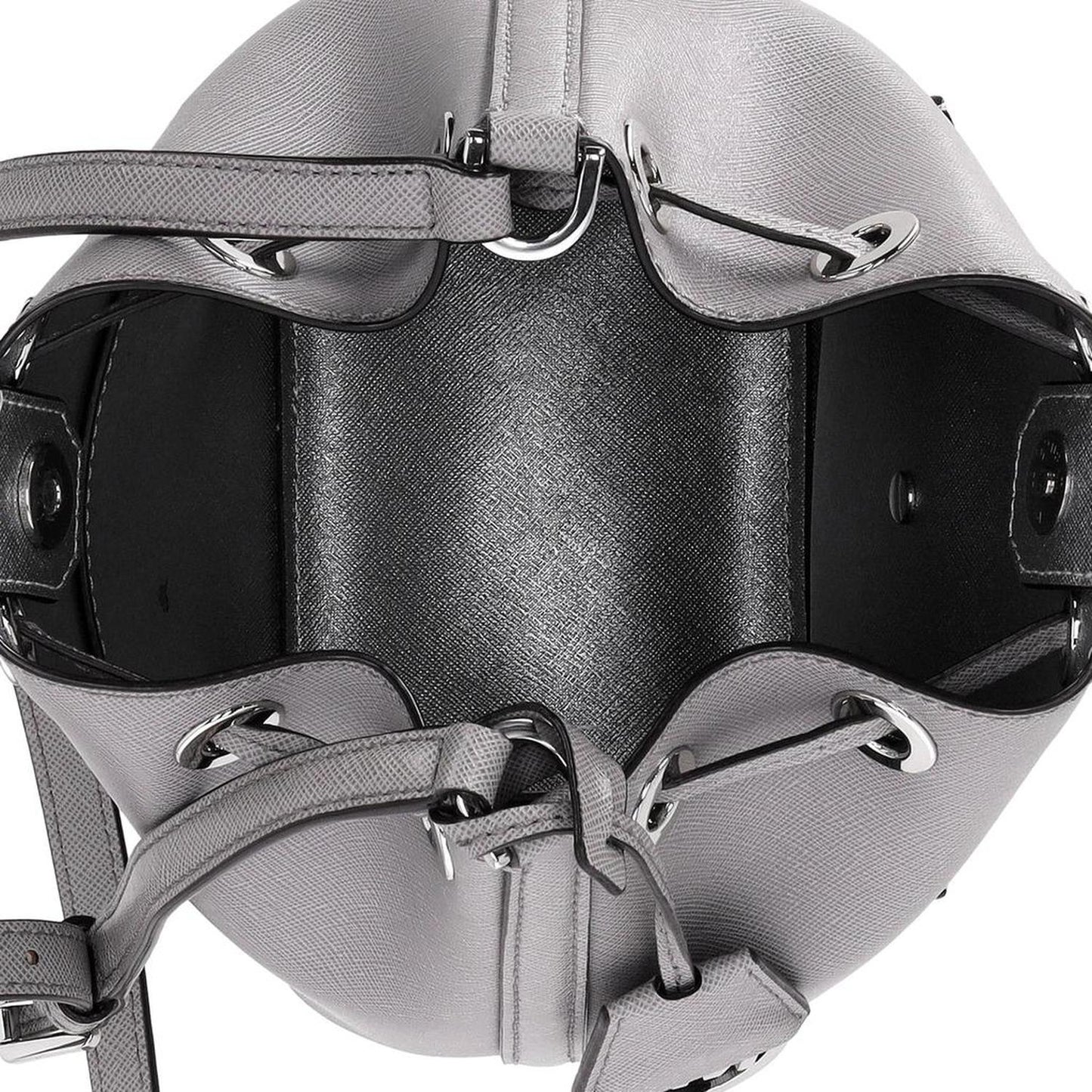 Small Greenwich Bucket Bag in Grey Saffiano Leather