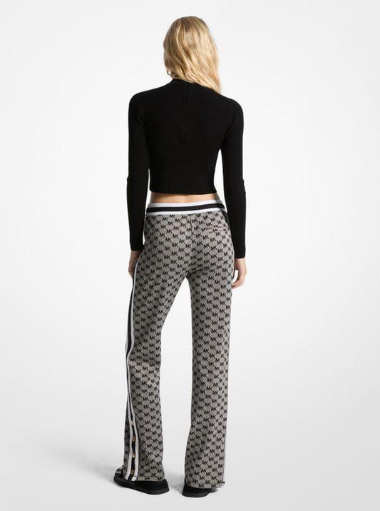Logo Jacquard Knit Side-Snap Track Pants