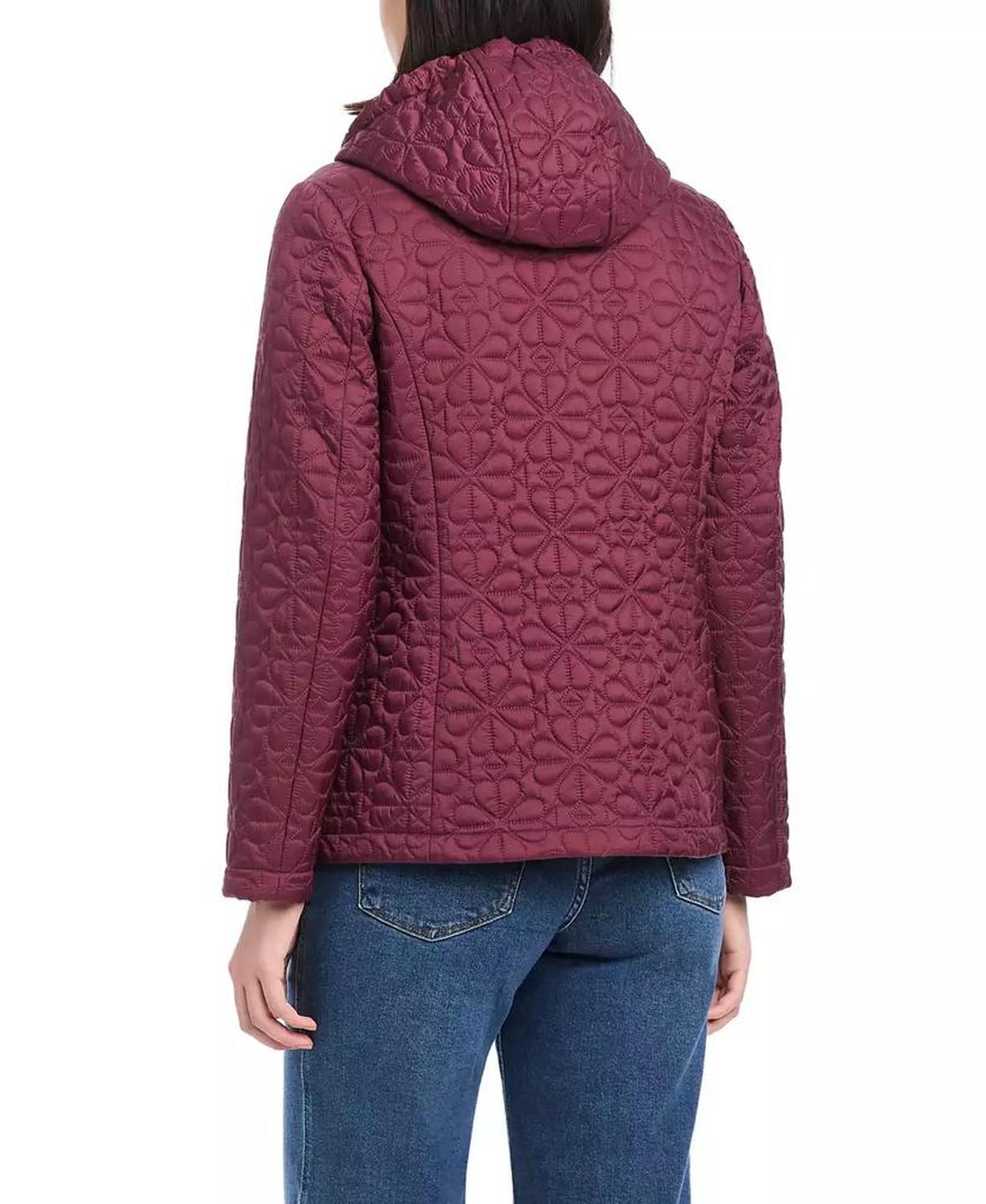 Women's Short Spade Flower Quilted Jacket W/ Hood