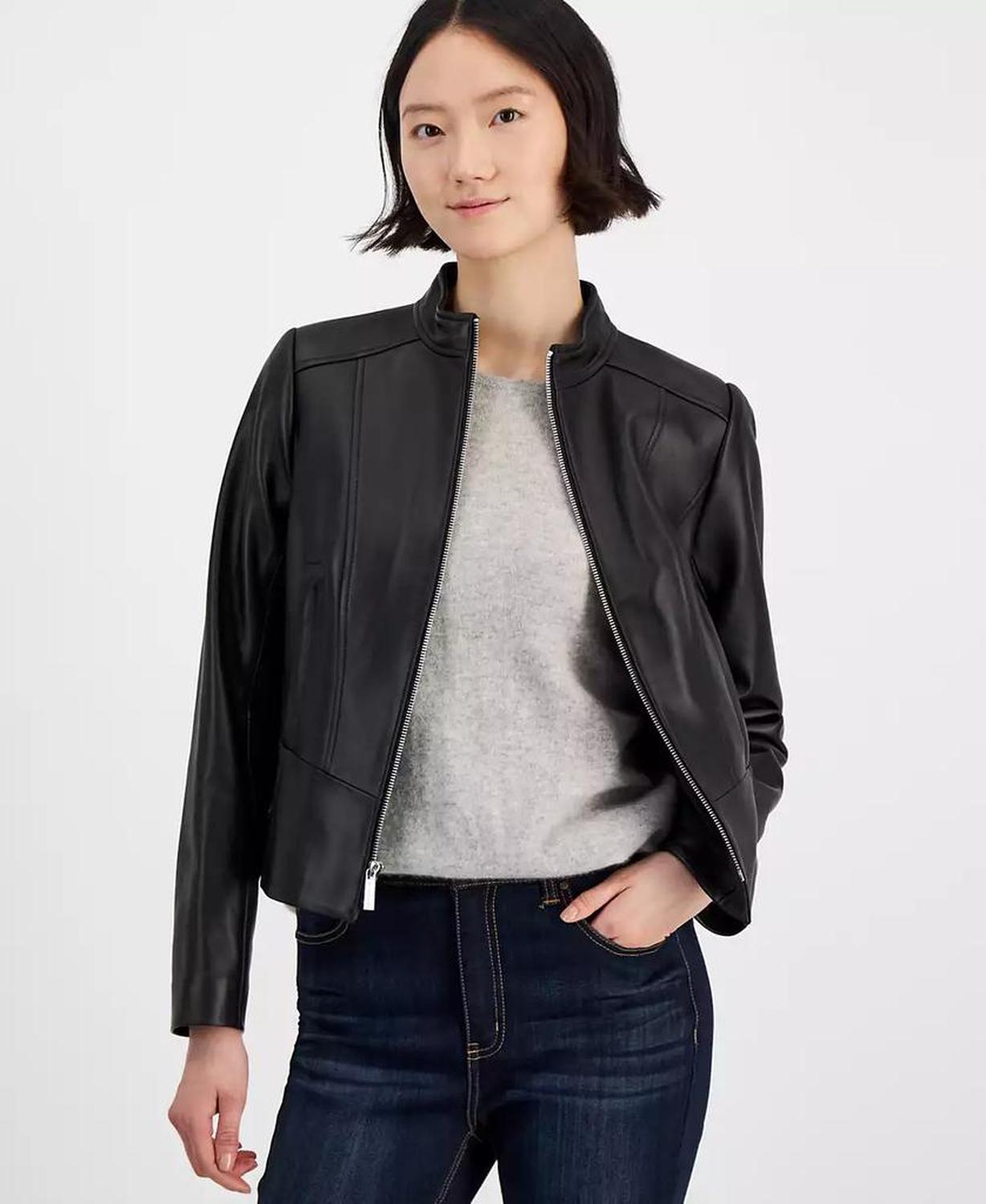 Women's Zip-Front Leather Jacket