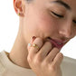 Imitation Pearl and Cubic Zirconia Flower Ring