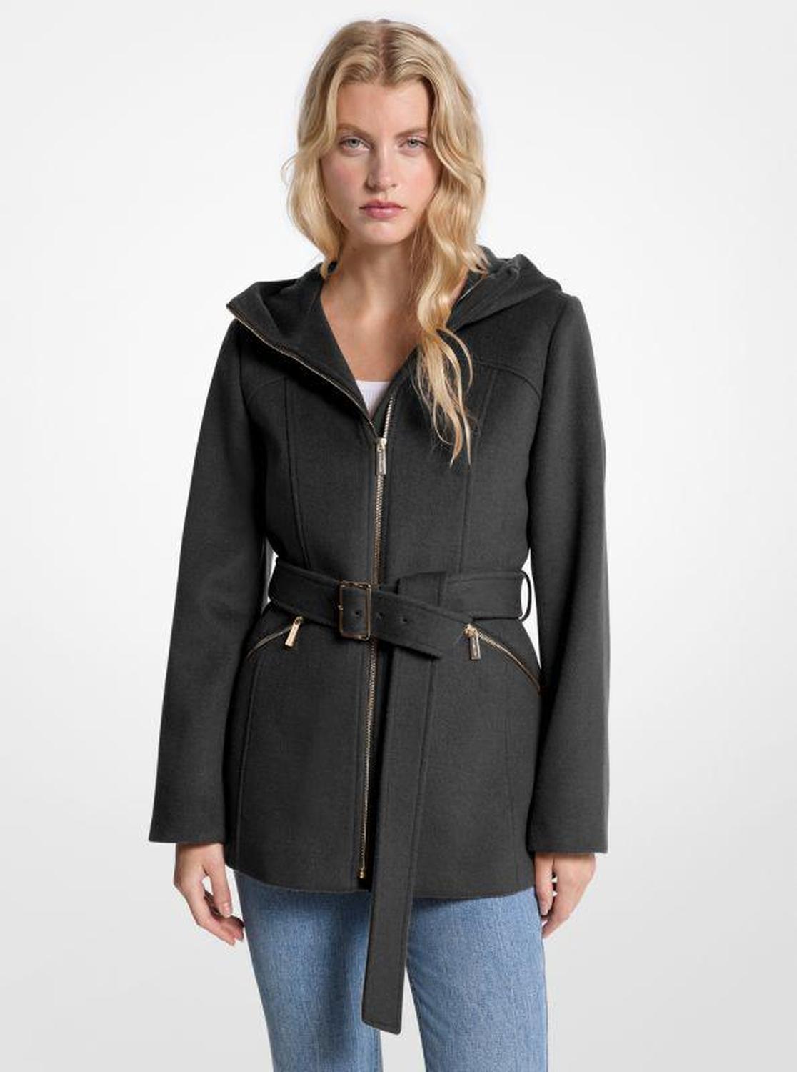 Wool Blend Hooded Coat
