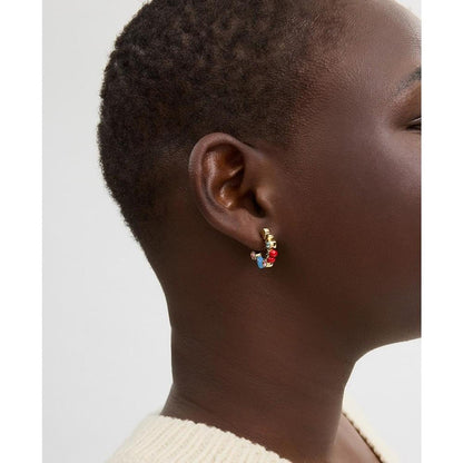 Faux Stone Signature Charm Huggie Earrings