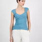 Women's Sweetheart-Neck Ribbed-Knit Top