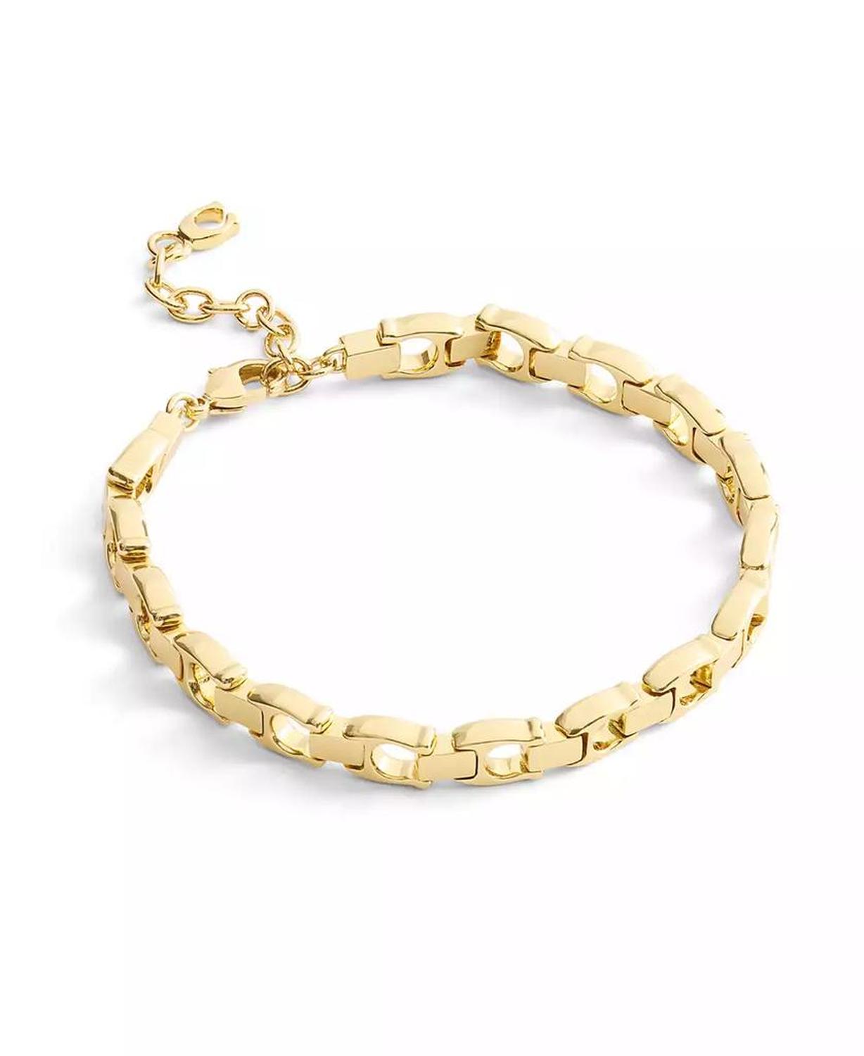 Gold Beveled Signature C Link Bracelet