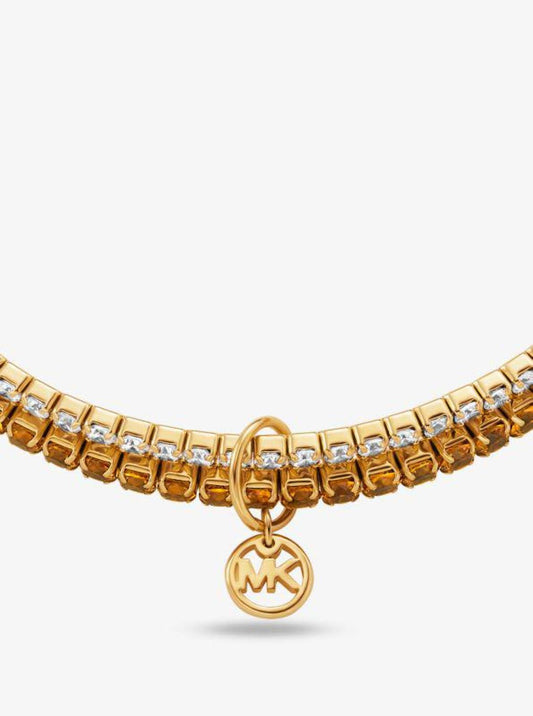 Precious Metal-Plated Brass Double Wrap Tennis Bracelet