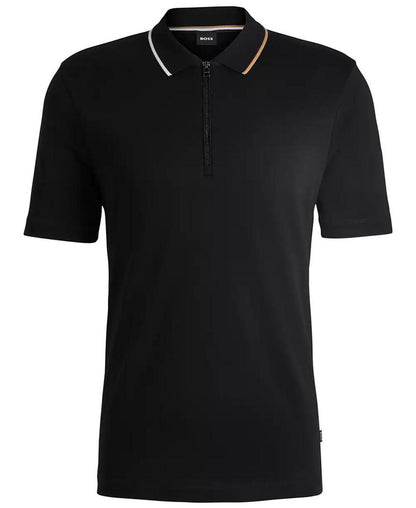 Men's Zip-Neck Interlock Polo Shirt