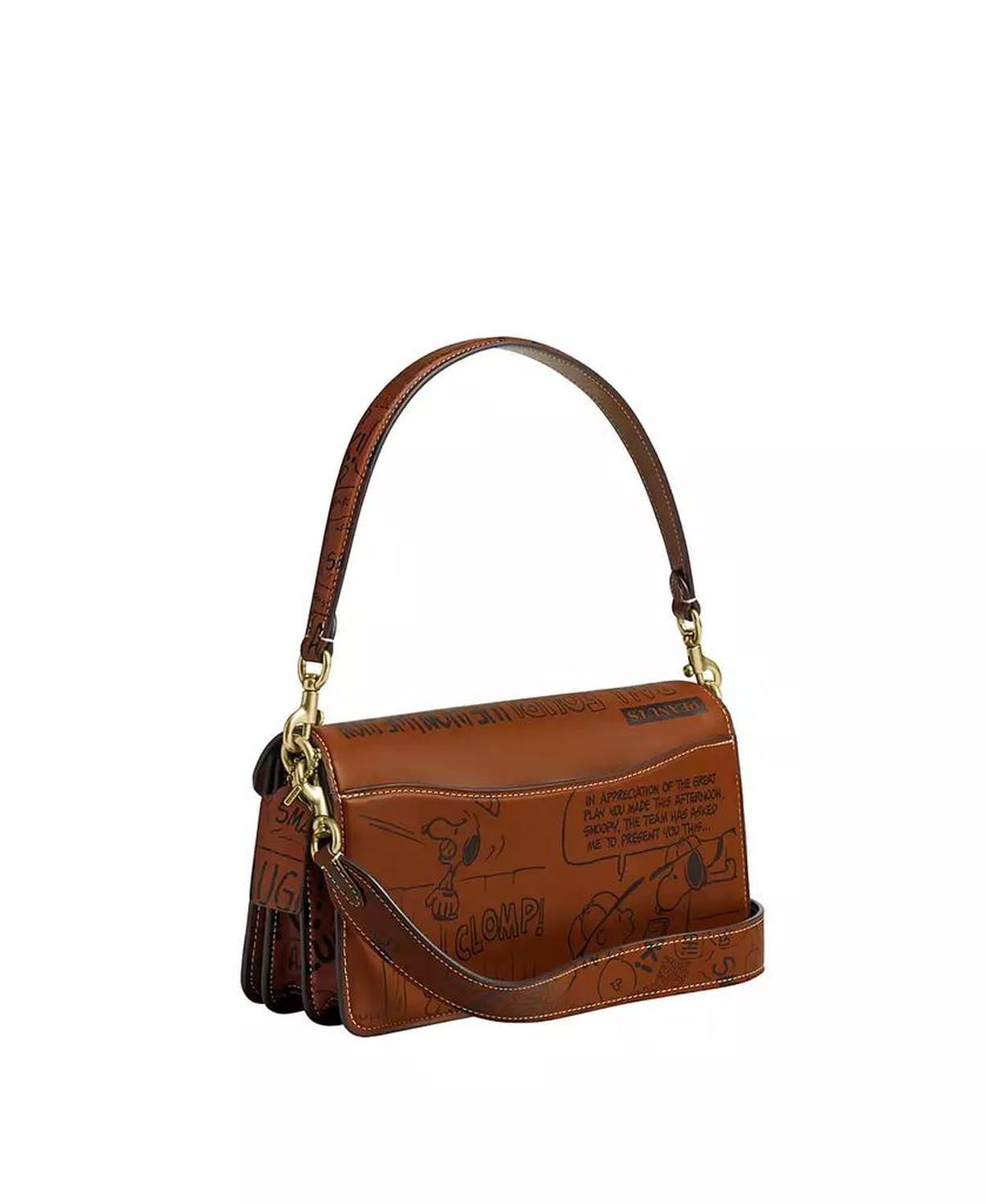x Peanuts Tabby 26 Shoulder Bag with Newspaper Print